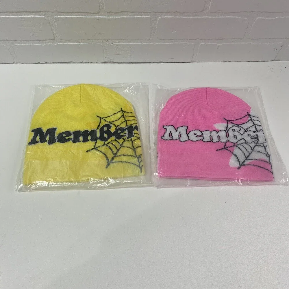 NEW Lot of 2 Rich Member 333 Pink & Yellow One Size Beanies